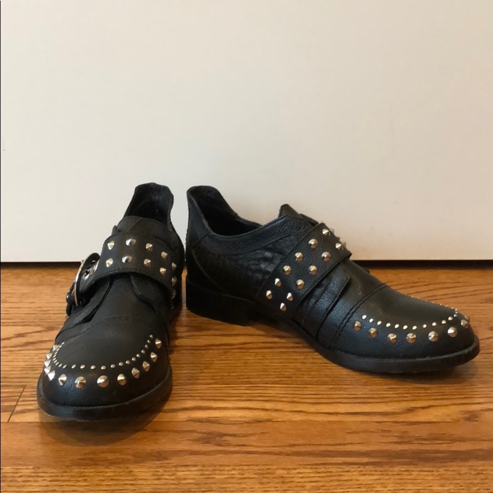 Zadig & Voltaire Black Leather Studded Flats